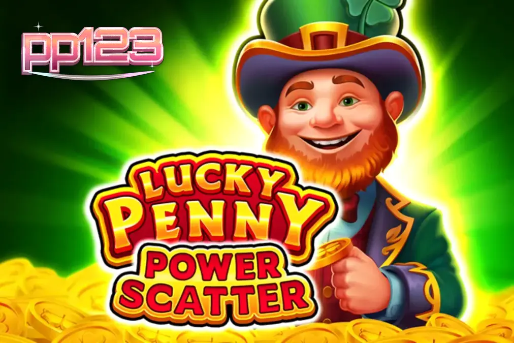 Tampilan visual slot Lucky Penny Power Scatter dengan tema hutan Irlandia dan leprechaun.